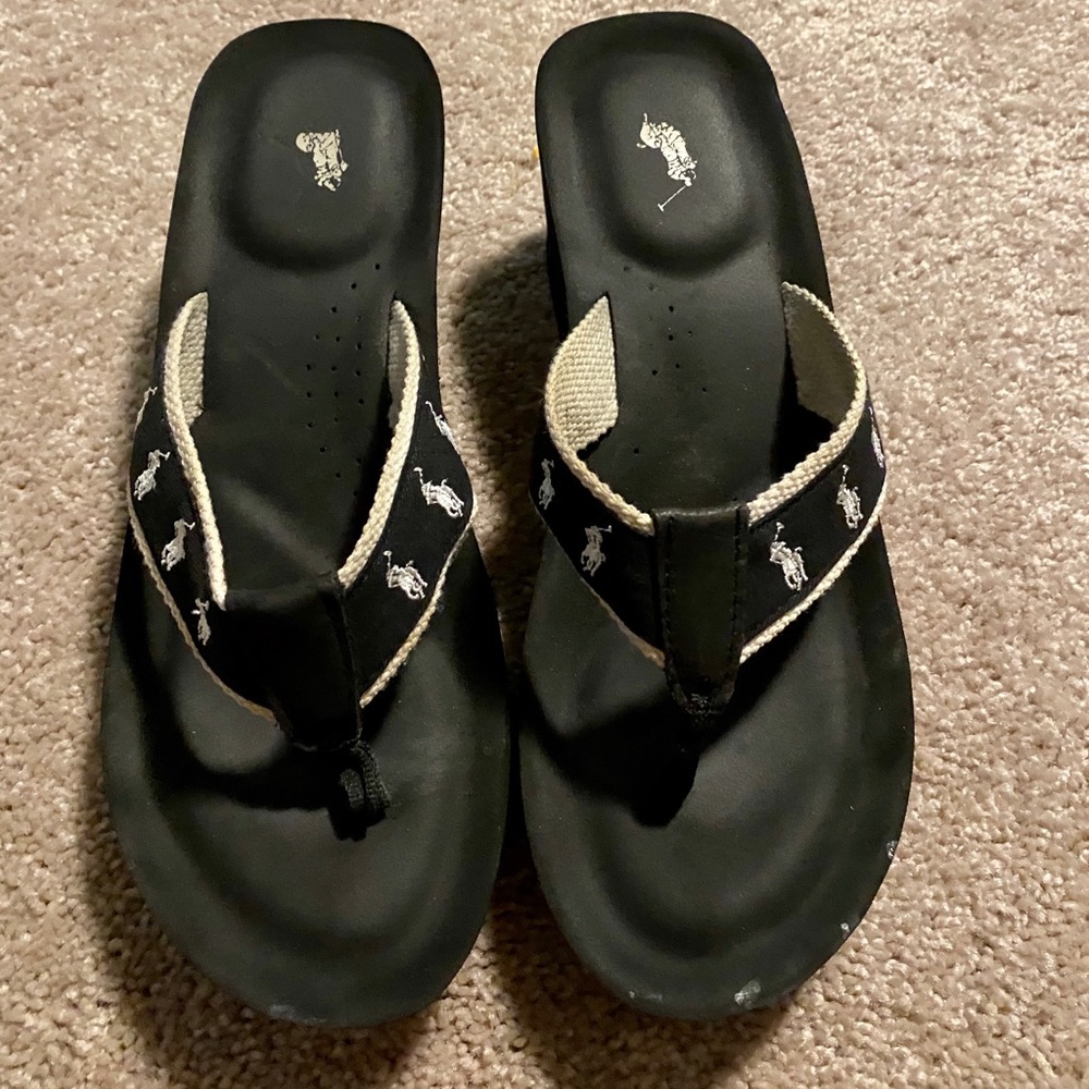 Ralph Lauren Polo wedge heel flip flops